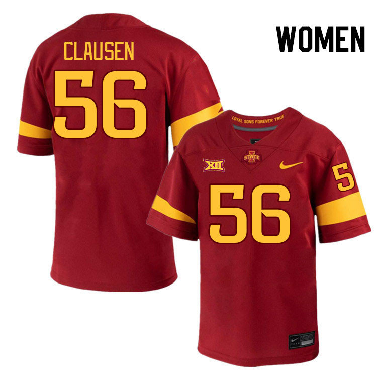 Women #56 Drew Clausen Iowa State Cyclones College Football Jerseys Stitched-Cardinal